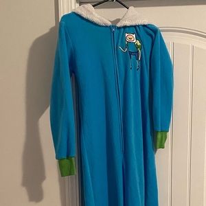 Unisex Adventure Time Onesie Pajamas With the Feet and Hoodie
